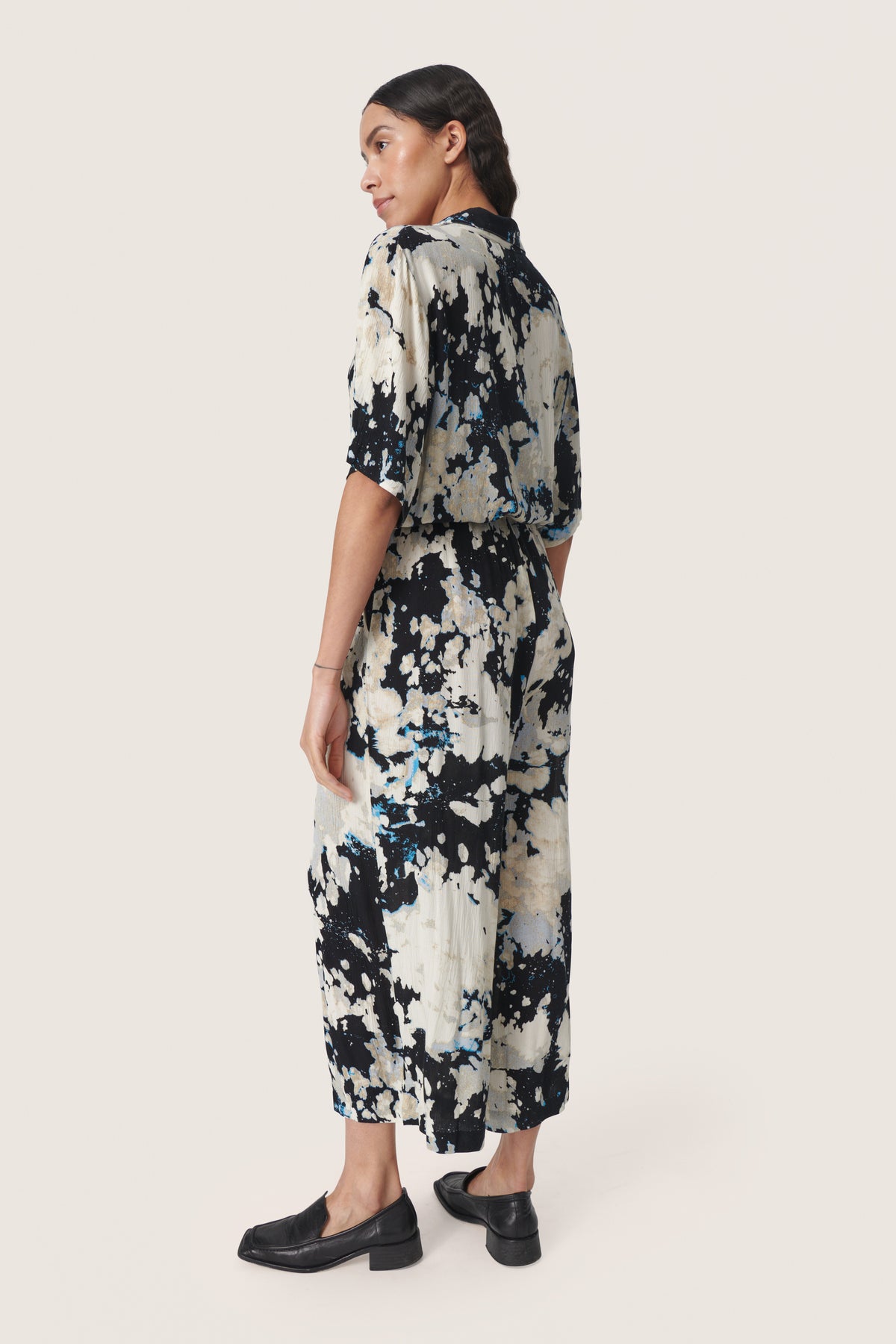 Soaked in Luxury Zaya Black Cloud Print Relaxed Fit Culotte Jumpsuit, 30407511