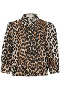 Soaked in Luxury Chiba Leopard Print Puff Sleeve Crop Shirt, 30407571