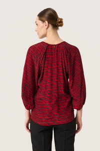 Soaked in Luxury Alize Salsa Square Print V-Neck Blouse, 30407647