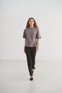 Soaked in Luxury SLMagana Gull Grey Embellished Neck Fitted T-Shirt