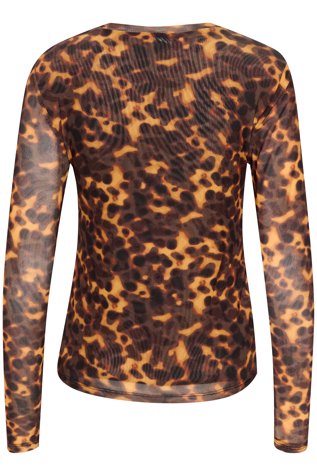 Soaked in Luxury SLKerri Fudge Tortoise Shell Print Mesh Long Sleeve Top, 30407794