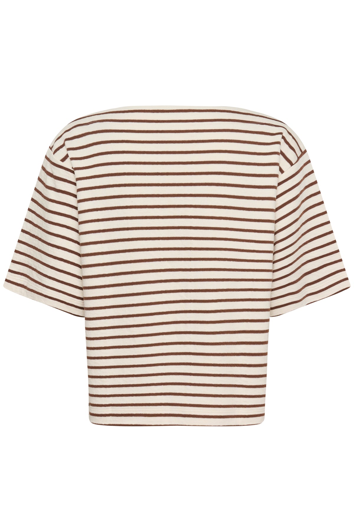 Soaked In Luxury Ingina White/Cappucino Striped Boat Neck Sweatshirt T-Shirt