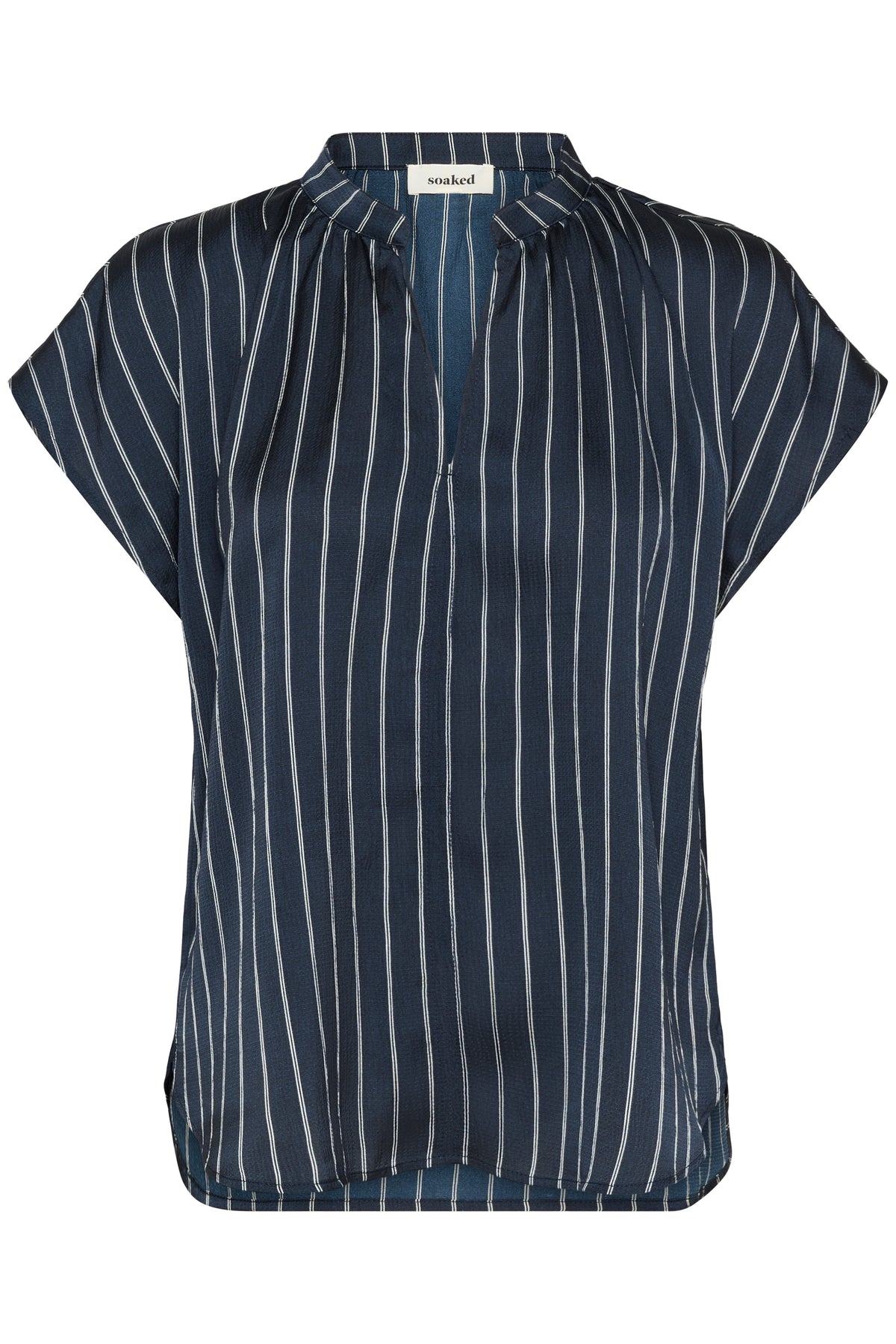 Soaked in Luxury SLLoana Salute Navy Striped V-Neck Top, 30408705