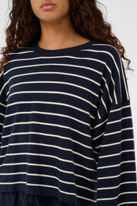 Soaked SlSpina Navy/Cream Striped Cropped Knit