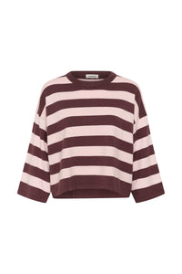 Soaked SlSpina Huckleberry/Dusky Pink Striped Cropped Knit