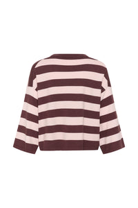 Soaked SlSpina Huckleberry/Dusky Pink Striped Cropped Knit