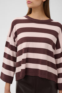 Soaked SlSpina Huckleberry/Dusky Pink Striped Cropped Knit