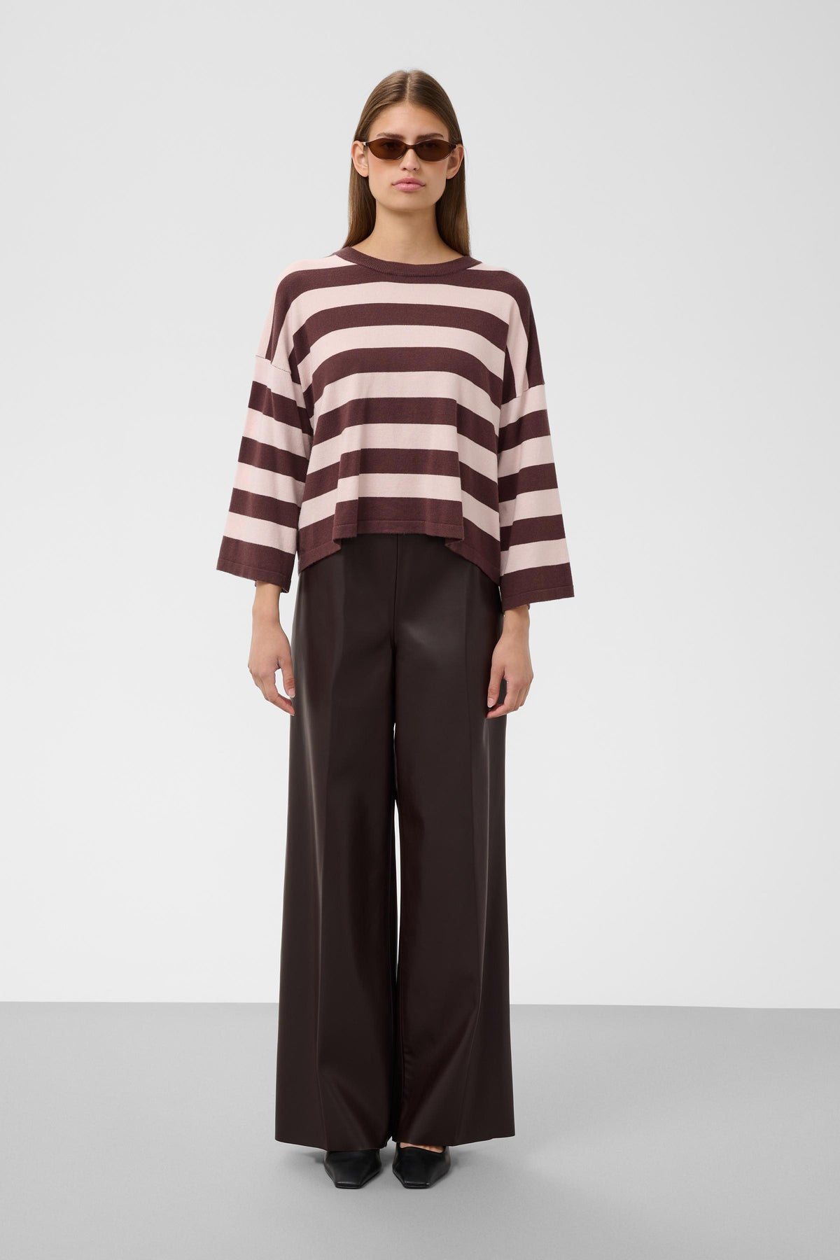 Soaked SlSpina Huckleberry/Dusky Pink Striped Cropped Knit
