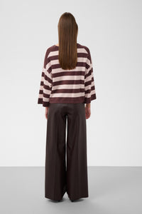 Soaked SlSpina Huckleberry/Dusky Pink Striped Cropped Knit