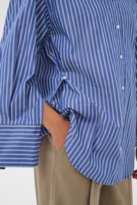Soaked in Luxury SLCalken Blue Stripe Oversized Shirt, 30408906
