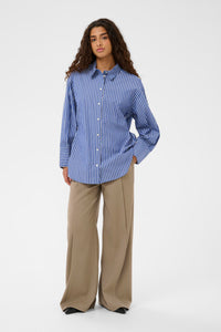 Soaked in Luxury SLCalken Blue Stripe Oversized Shirt, 30408906