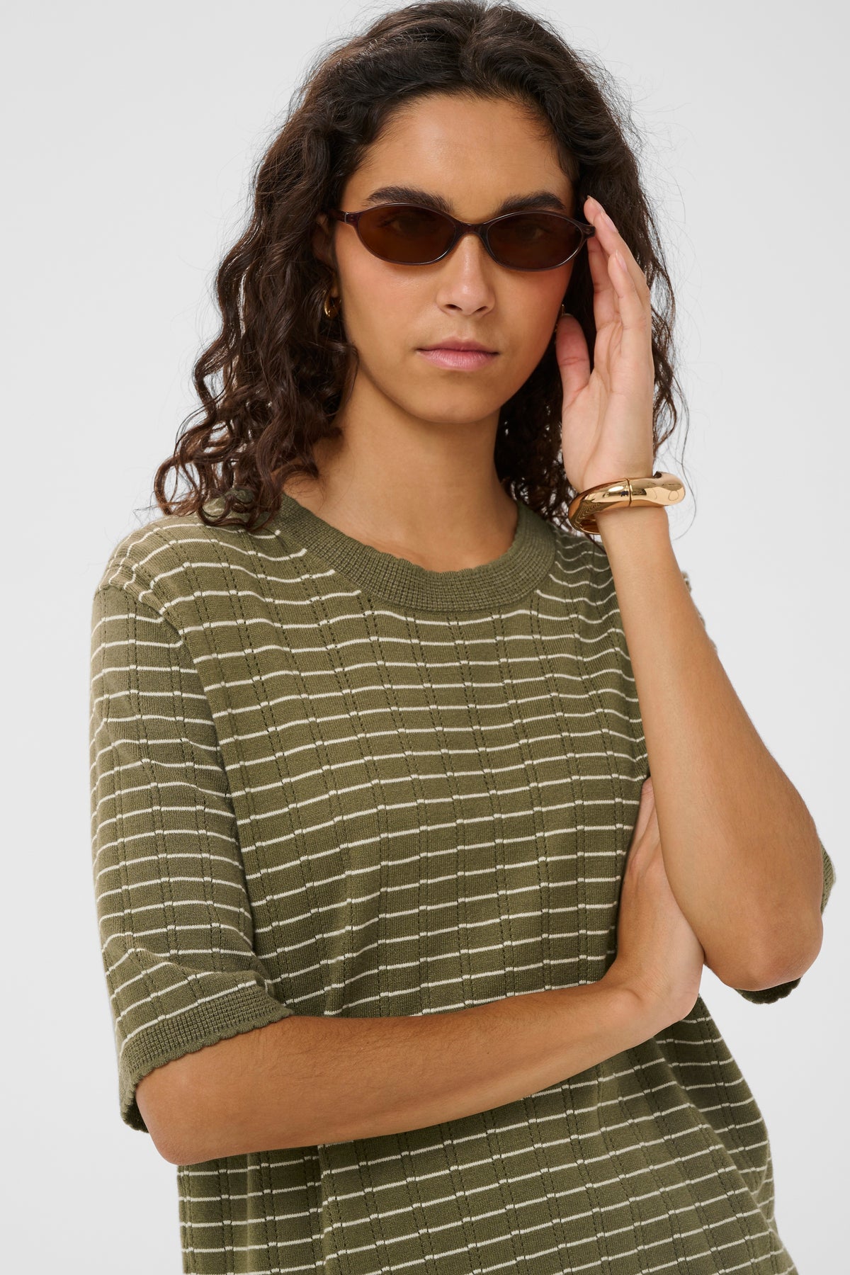 Soaked in Luxury SLSpina Dusky Green/Turtledove Supersoft Stripe Knit