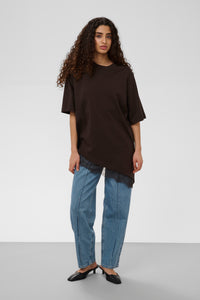 Soaked in Luxury SLJina Chocolate Torte Longline Lace T-Shirt, 30409760
