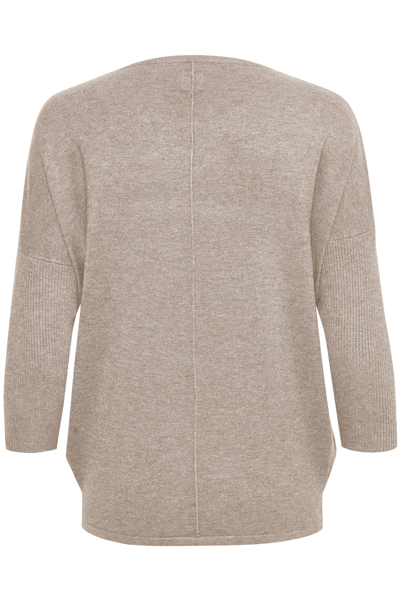 Saint Tropez Mila Beige Melange Round Neck Knit