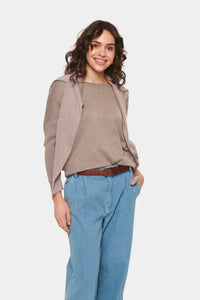 Saint Tropez Mila Beige Melange Round Neck Knit