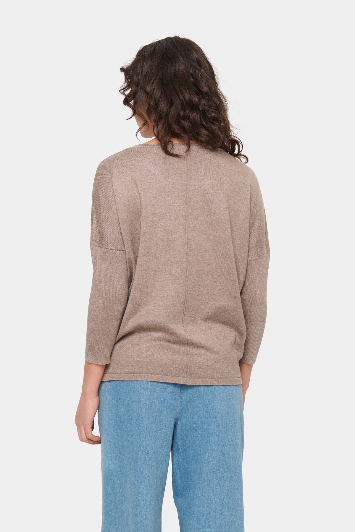Saint Tropez Mila Beige Melange Round Neck Knit