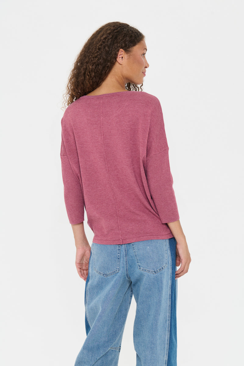 Saint Tropez Mila Dusky Pink Melange Round Neck Knit