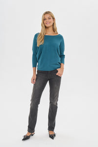 Saint Tropez Mila Teal Round Neck Knit