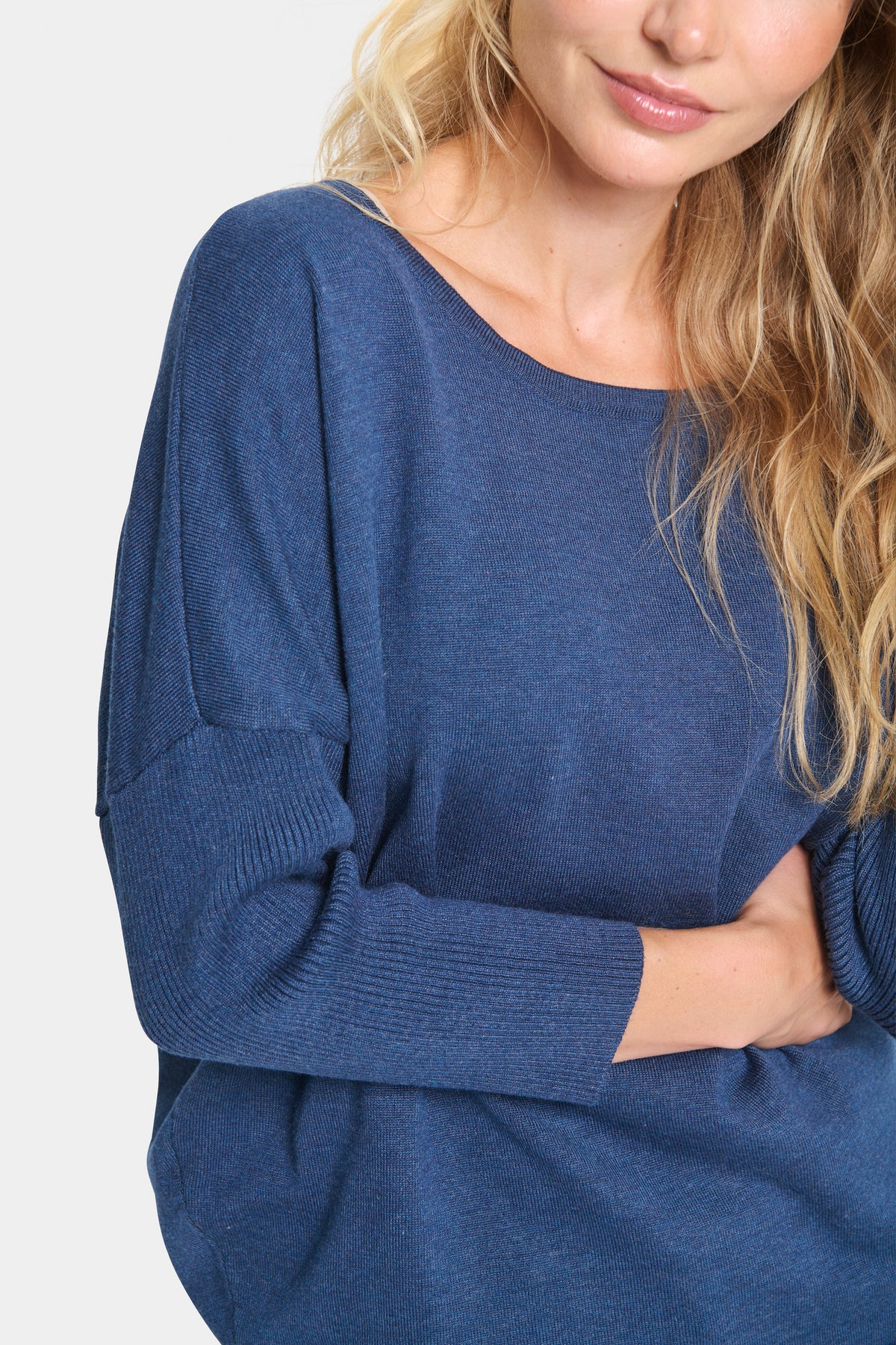 Saint Tropez Mila Titan Blue Melange Round Neck Knit