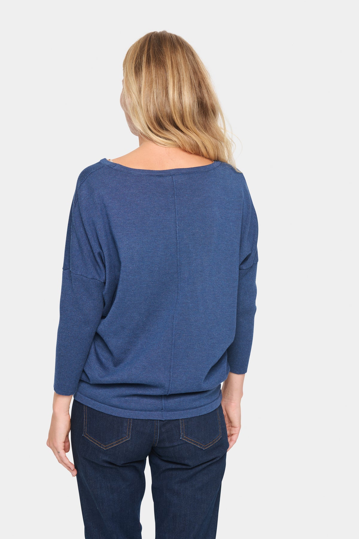 Saint Tropez Mila Titan Blue Melange Round Neck Knit