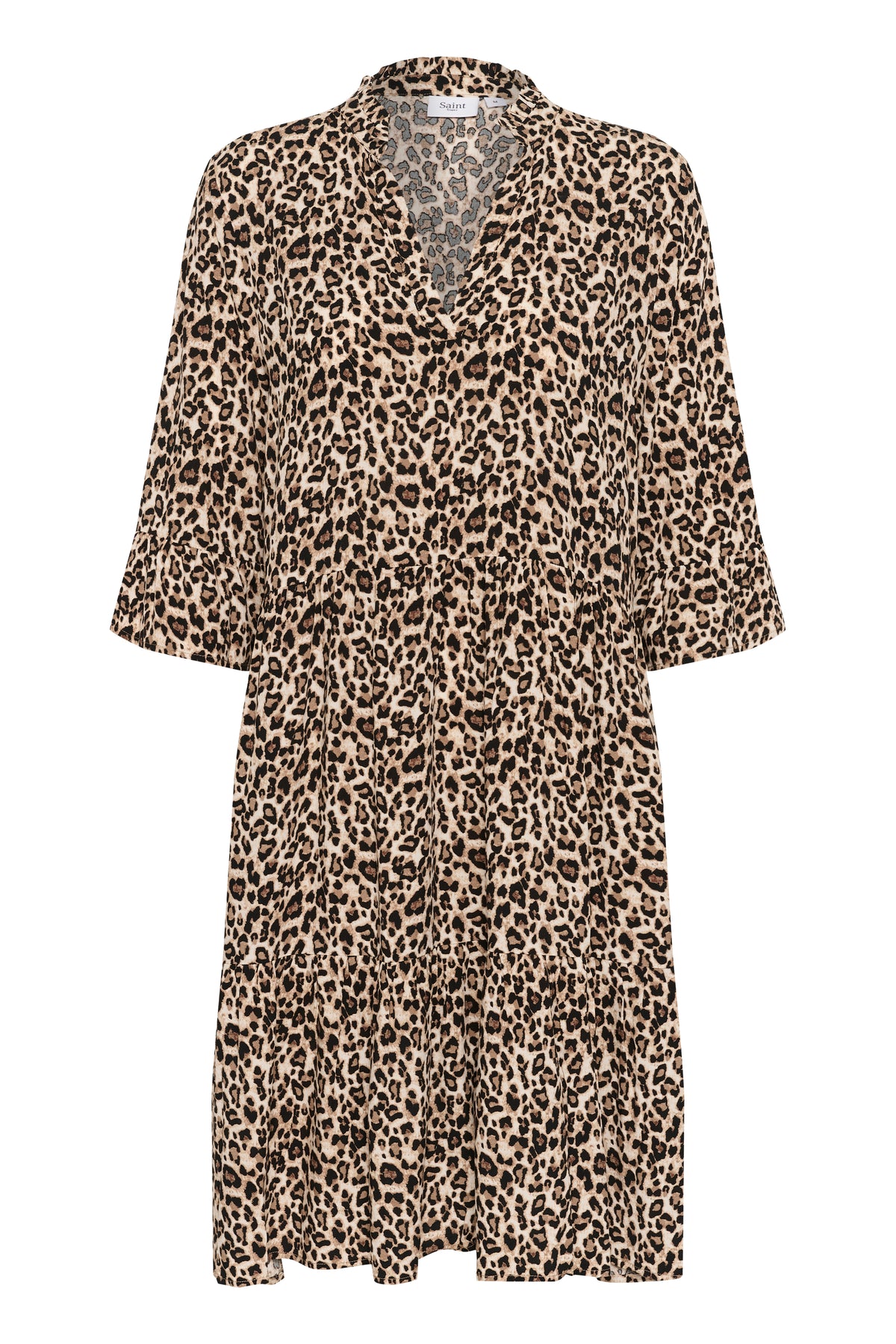 Saint Tropez Eda Black Leopard Print Layered Dress