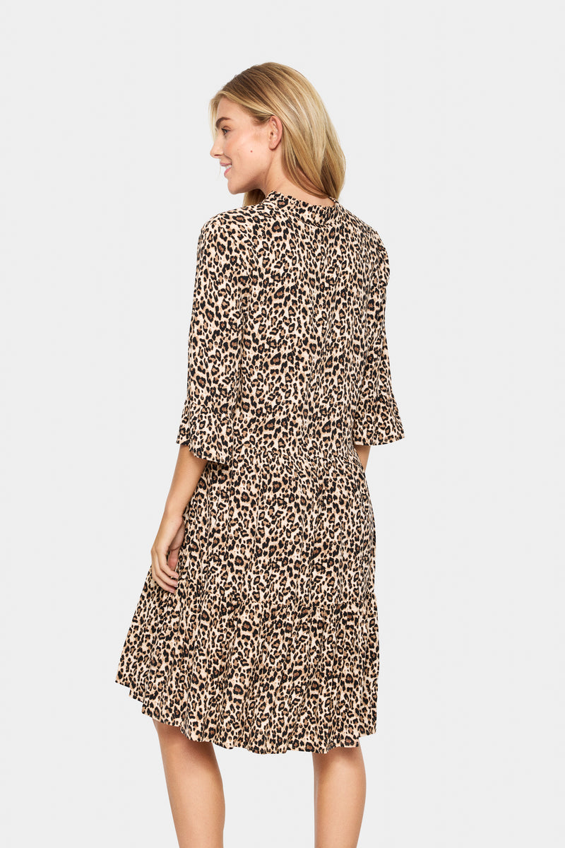 Saint Tropez Eda Black Leopard Print Layered Dress