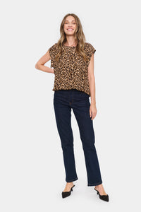 Saint Tropez Blanca Adele Black Leopard Printed Blouse