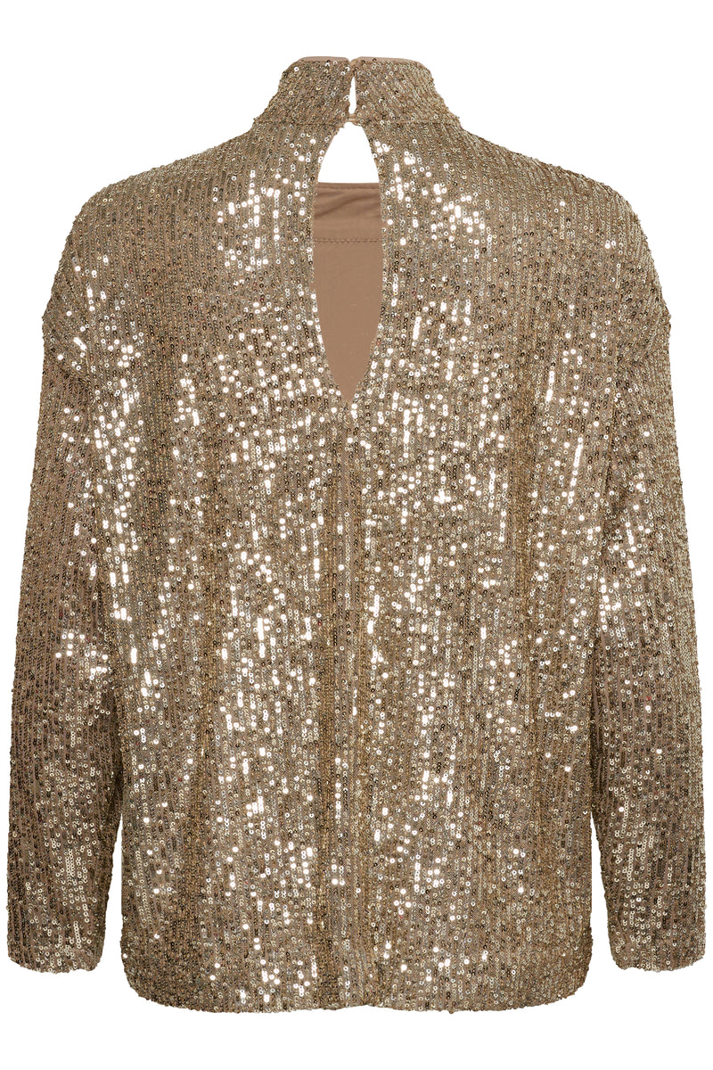 Saint Tropez Reyana Asti Gold Sequin High Neck Oversized Top