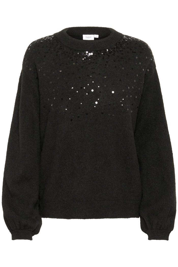 Saint Tropez Barbel Black Melange Sequin Pullover, 30512987