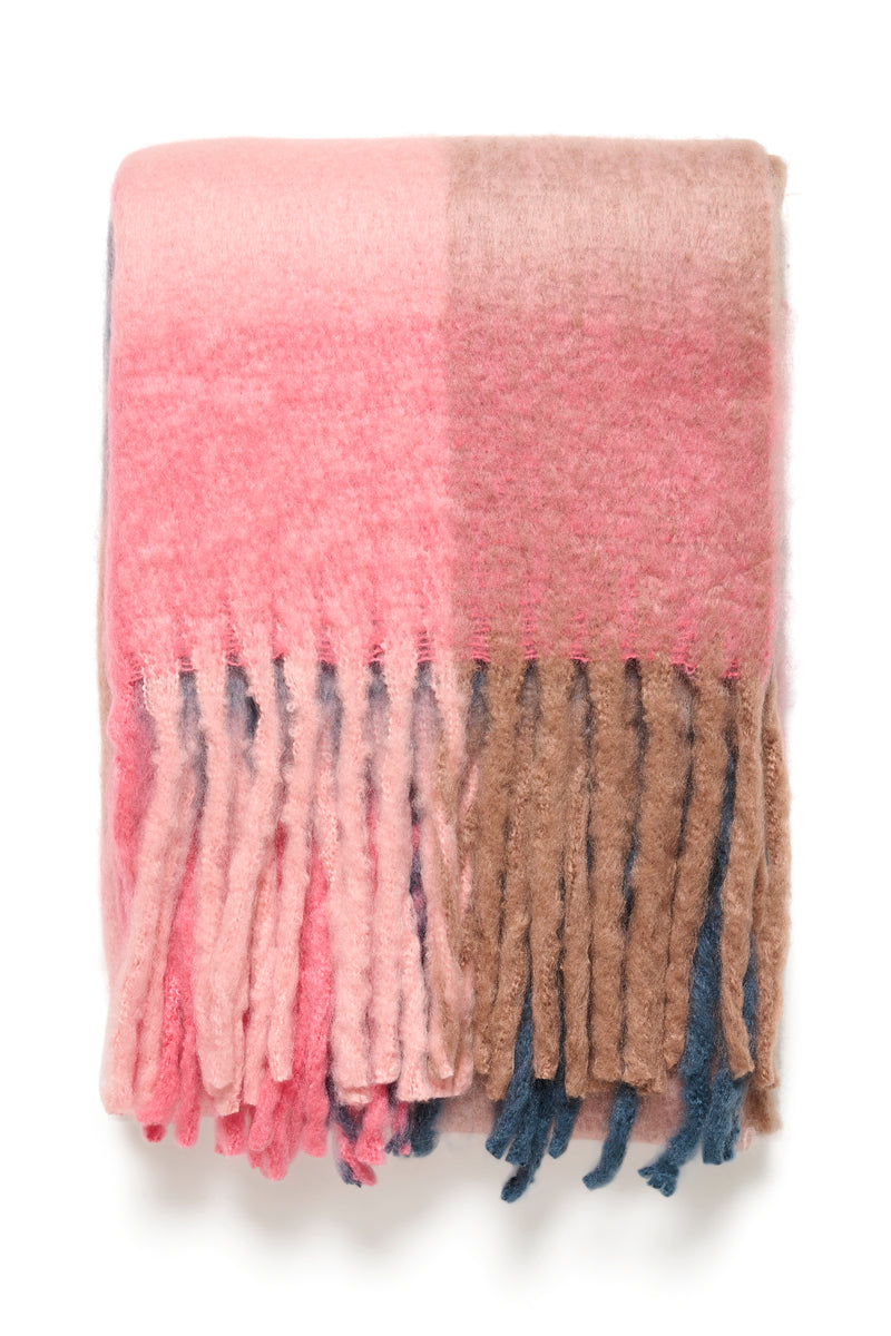 Saint Tropez Falberta Pink Power Check Blanket Scarf, 30513171