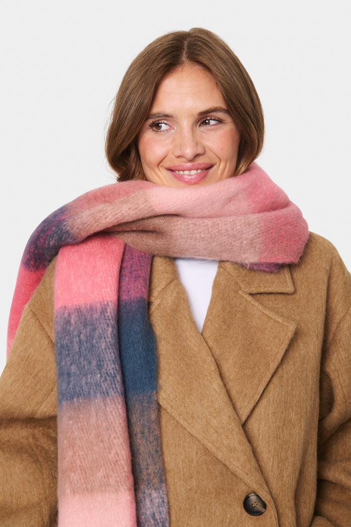 Saint Tropez Falberta Pink Power Check Blanket Scarf, 30513171