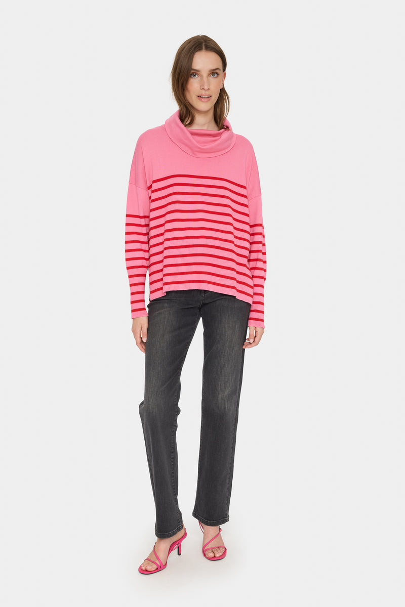 Saint Tropez Grila Chateau Rose Striped Cowlneck Knit, 30513447