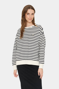 Saint Tropez Gila Ice Stripe Cloud Embroidered Oversized Sweatshirt, 30513455