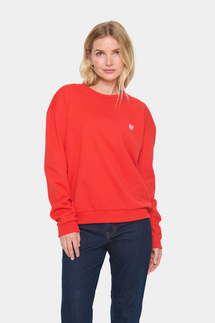 Saint Tropez Hannika Racing Red Heart Supersoft Fleece Lined Sweatshirt, 30513631