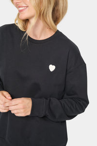 Saint Tropez Hannika Black Heart Supersoft Fleece Lined Sweatshirt, 30513631