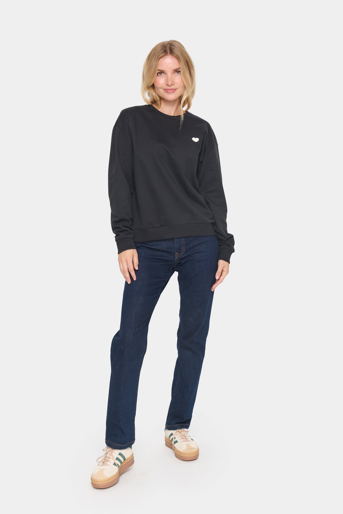 Saint Tropez Hannika Black Heart Supersoft Fleece Lined Sweatshirt, 30513631