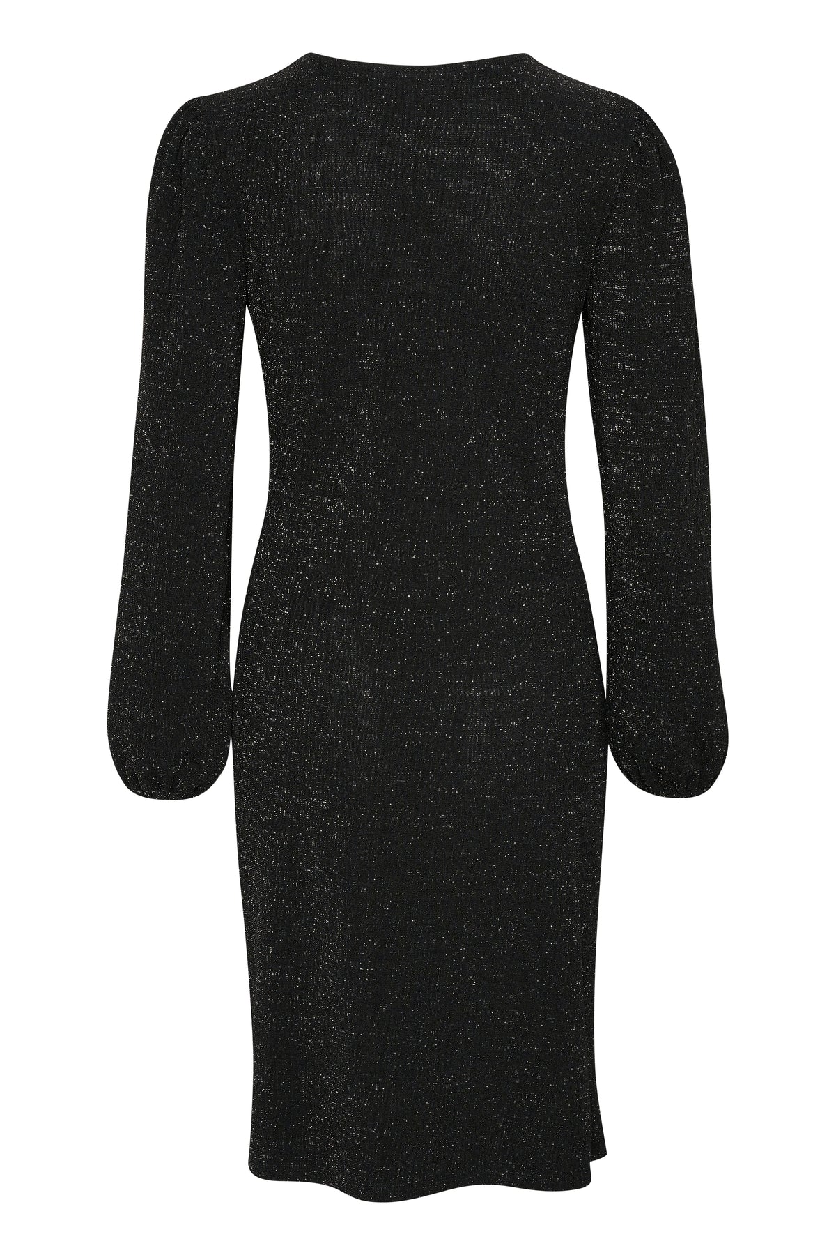 Saint Tropez Hela Black Glitter V-Neck Ruched Midi Dress