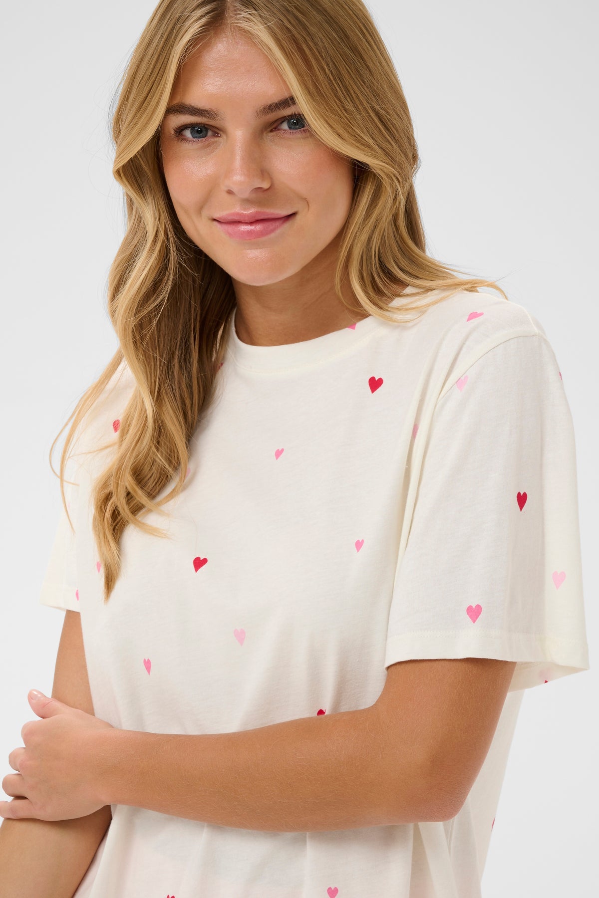 Saint Tropez Johanna Ice Pink Multi Heart Oversized T-Shirt, 30513937