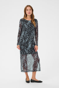 Saint Tropez Zulvir Nightsky/Dusky Blue Animal Printed Mesh Midi Dress