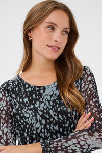 Saint Tropez Zulvir Nightsky/Dusky Blue Animal Printed Mesh Midi Dress