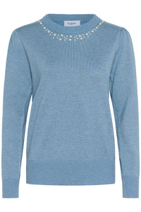 Saint Tropez Temma Blue Shadow Pearl Embellished Knit, 30514121