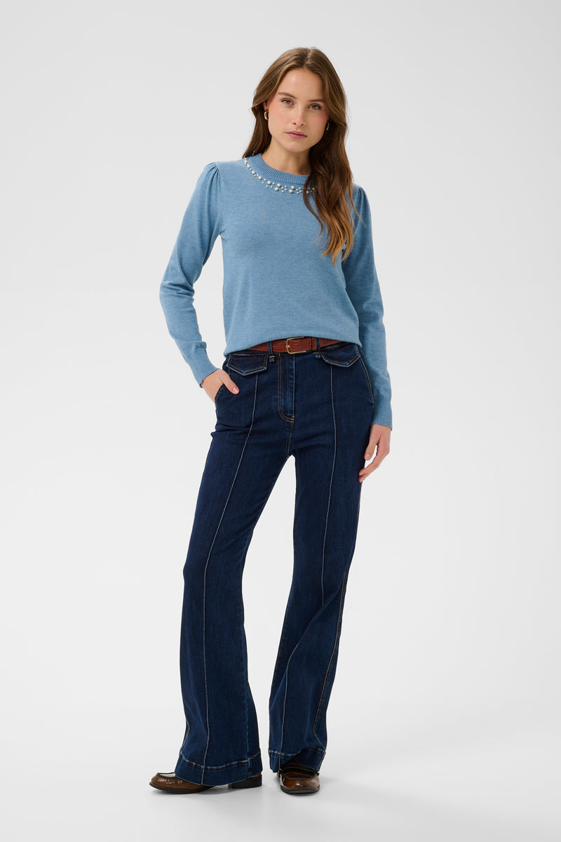 Saint Tropez Temma Blue Shadow Pearl Embellished Knit, 30514121