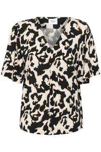 Saint Tropez Marca Black Leopard V-Neck