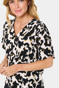 Saint Tropez Marca Black Leopard V-Neck