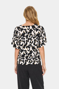 Saint Tropez Marca Black Leopard V-Neck