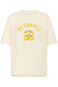 Saint Tropez Octavia Creme 'StTropez' Logo T-Shirt, 30514706