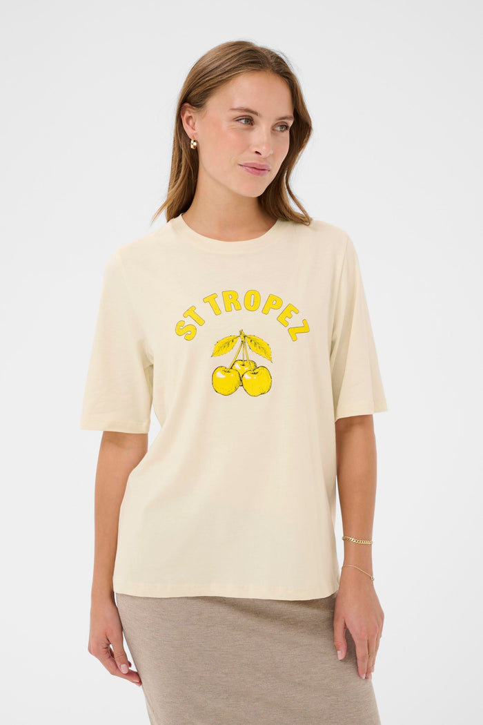 Saint Tropez Octavia Creme 'StTropez' Logo T-Shirt, 30514706