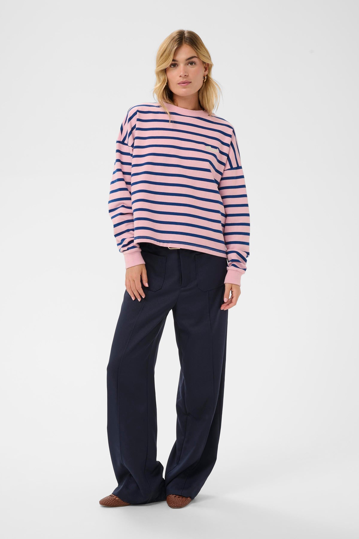 Saint Tropez Osiria Pink Nectar Striped Fleece Lined Sweatshirt, 30514808