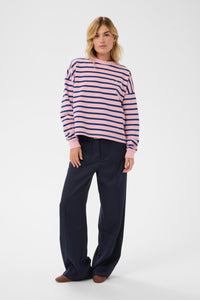 Saint Tropez Osiria Pink Nectar Striped Fleece Lined Sweatshirt, 30514808
