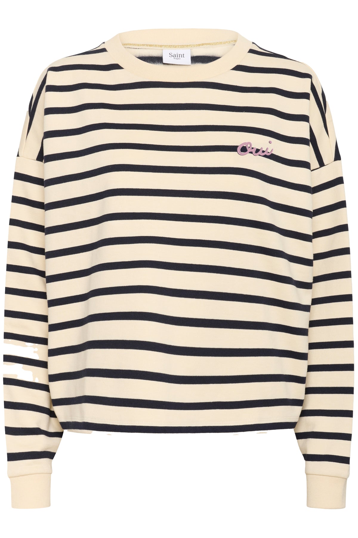 Saint Tropez Osiria Navy Striped Fleece Lined Sweatshirt, 30514808